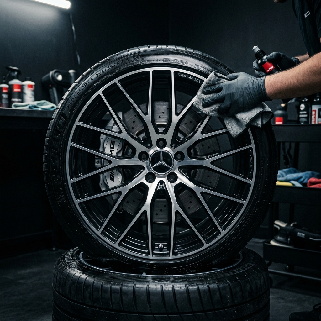 Car wheel close up